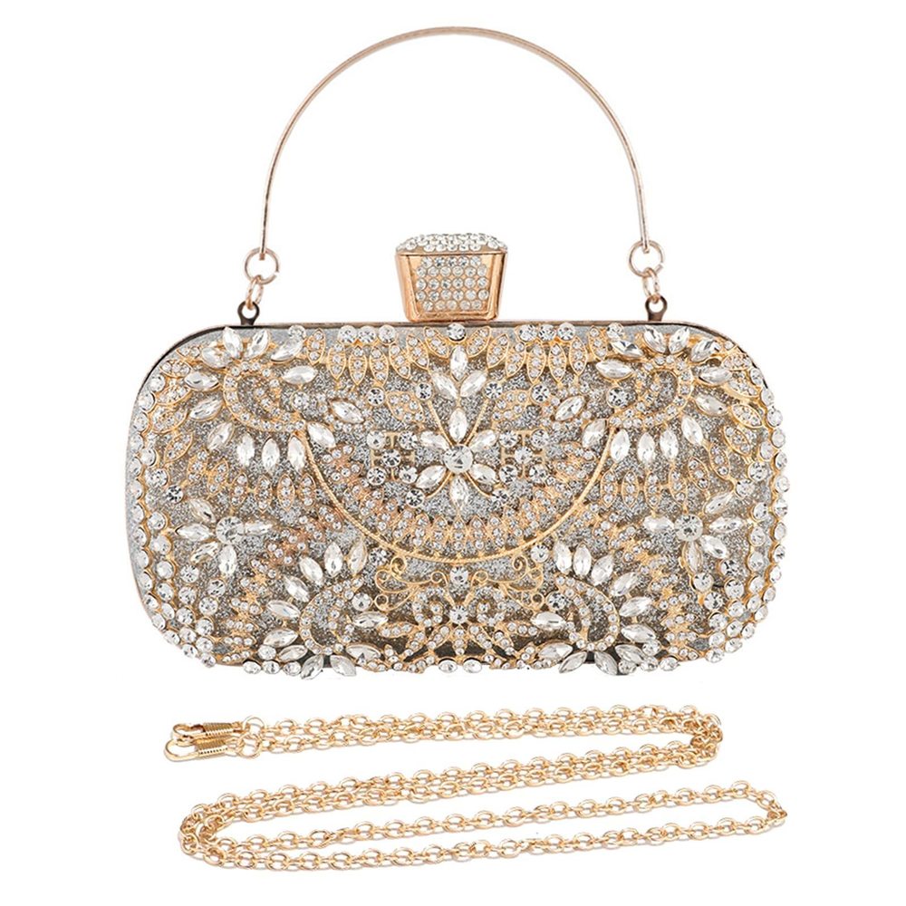 Silver Sparkly Sequin Glitter Rhinestone Evening Clutch Bag -_-